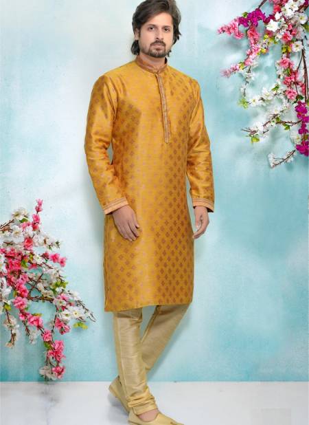 Yellow(Haldi) Colour Party And Function Wear Traditional Pure Jaquard Silk Brocade Kurta Pajama Redymade Collection 1032-8377